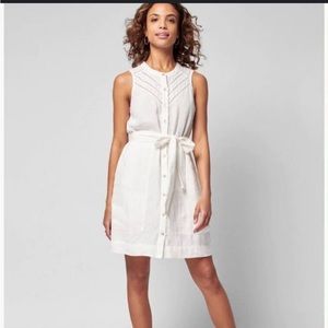Faherty Bria White Linen Tie Shirtdress Small